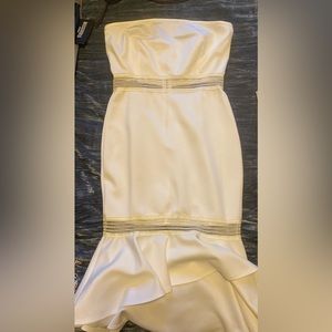 White bodycon high low dress